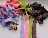 8 yards 5/8"  Polka Dot Mix (63),  bella foldover emi elastic trim ties FOE