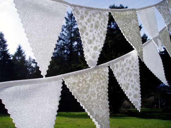 Simply Pretty White Wedding Bunting Flag Set- 2 strands Il_570xn