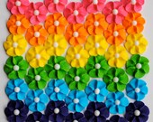 Royal Icing Flowers- Rainbow Mix with sparkles and white sugar pearl center (60)