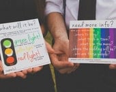 Rainbow Color Grid Couple Silhouette Wedding Invitations