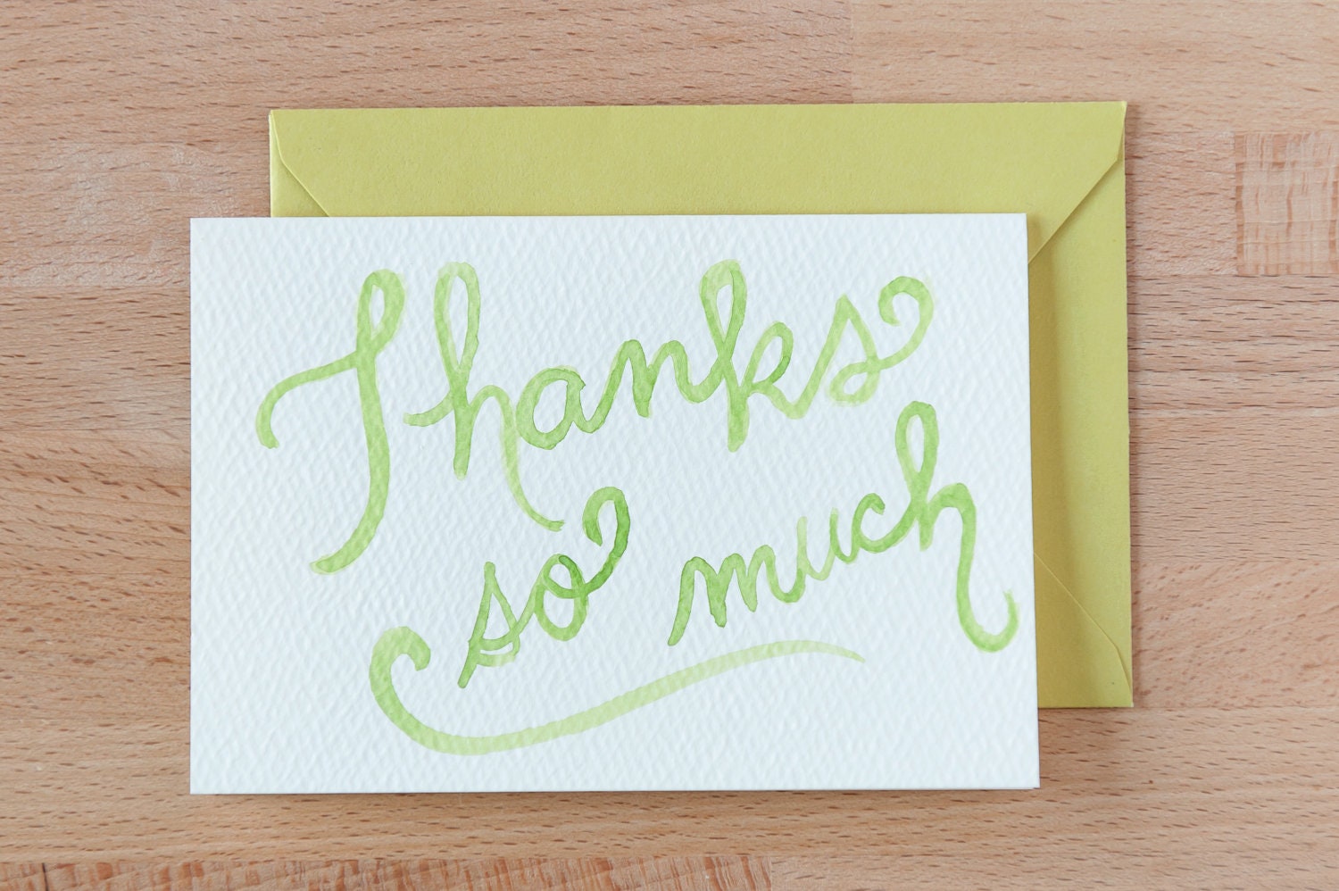 thanks so much script calligraphy green card