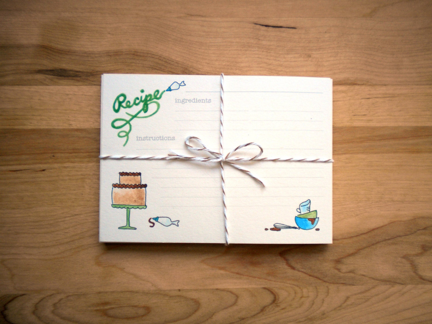 baking recipe cards avocado green and aqua teal box of 24
