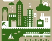 Des Moines Skyline Screenprint Print