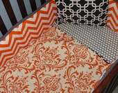 5pc Crib Bedding You Design  Bumper,Crib Skirt,Fitted Sheet,Large Blanket and Accent Pillow