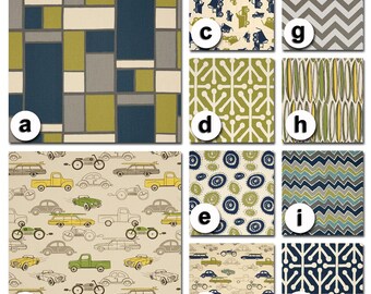 Custom Crib Bedding You Design   Bumper and Bedskirt in Natural and Blue