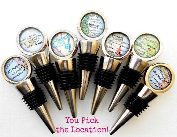 Custom MAP Wine Bottle Stopper Hostess Host Wedding Favor