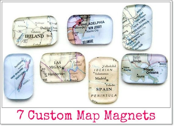 Map Magnets Custom Made You Pick 7 Locations