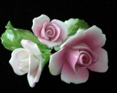 CAPIDOMONTE PORCELAIN CHINA, Pink Roses For Mosaics, Five Pieces, Vintage, Italy, Gorgeous.