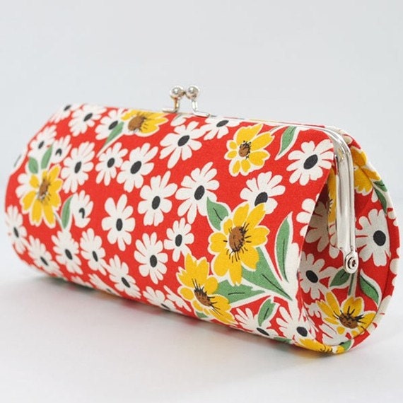 Flower in Red ..Small Clutch Purse