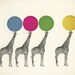 Balancing Act - Animal art, zoo print, giraffe decor, circus, nursery art, kids room, baby 8x10" Giclee print