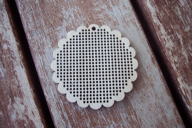 DO IT YOURSELF. Wood Needlecraft Pendant, Brooch, Necklace or Earring -2 pieces Blanks-