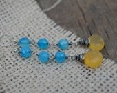 Santa Monica Earrings - Blue Agate and Yellow Chalcedony