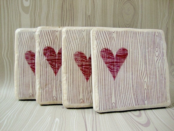 Wood You......set of 4 Italian stone coasters
