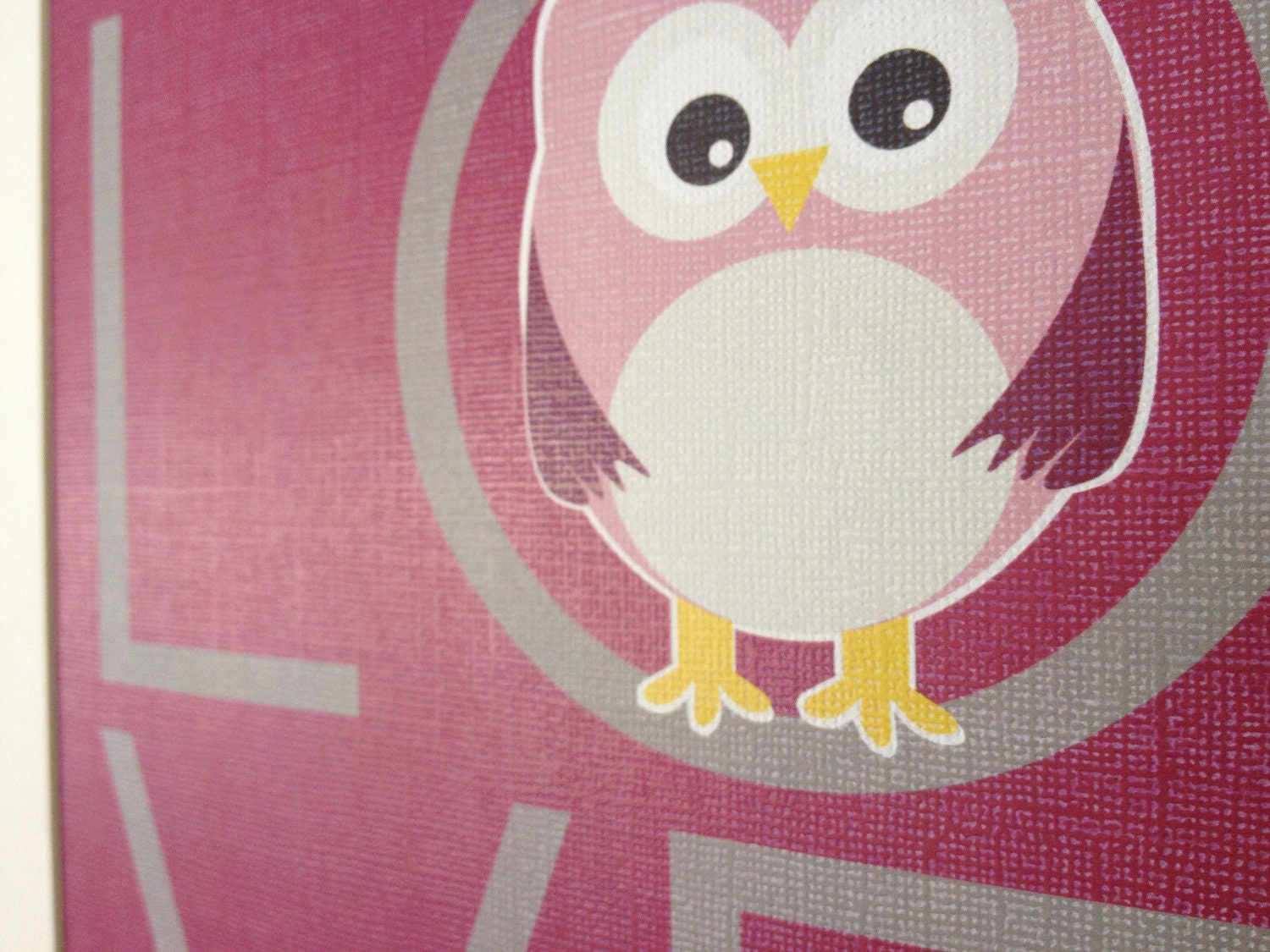 8x10 nursery print OWL LOVE in raspberry