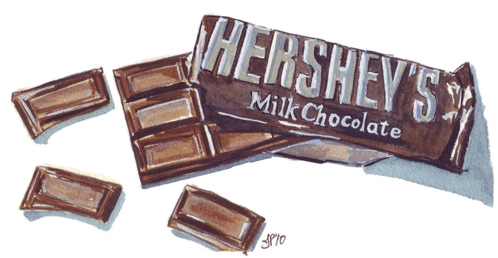 Watercolor Painting - Chocolate Bar Watercolor Art Print, 5x7