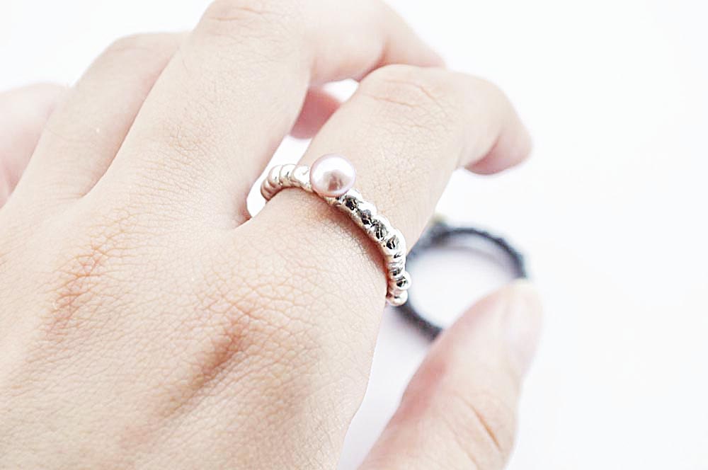 free shipping-amorph ring with pearl2-sterling silver-MADE TO ORDER