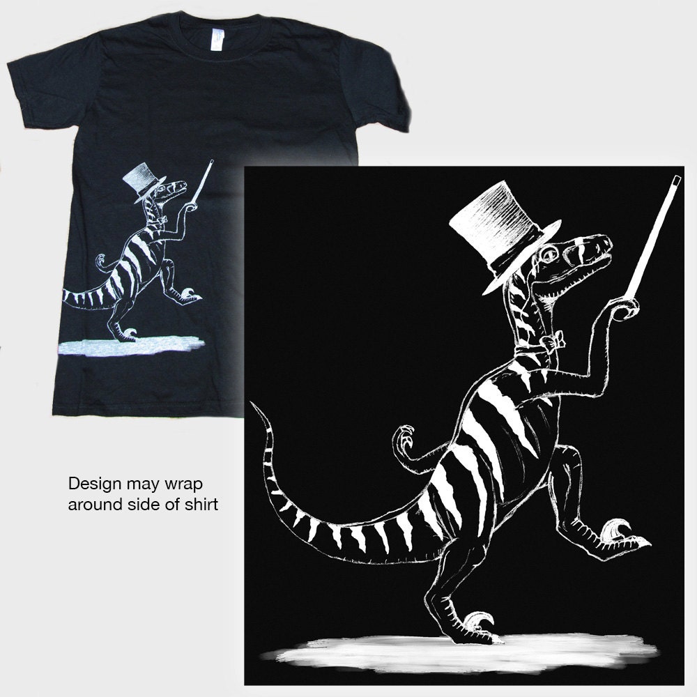 Fancy Pants Raptor With A Top Hat and Cane T-shirt - Mens