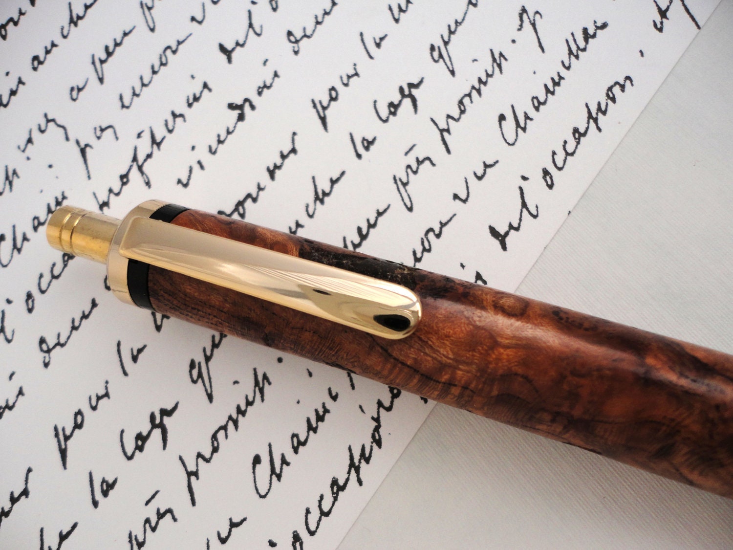 Wooden Pen - Elegant Cherry Burl Click Pen -- extra large size -- great mans gift