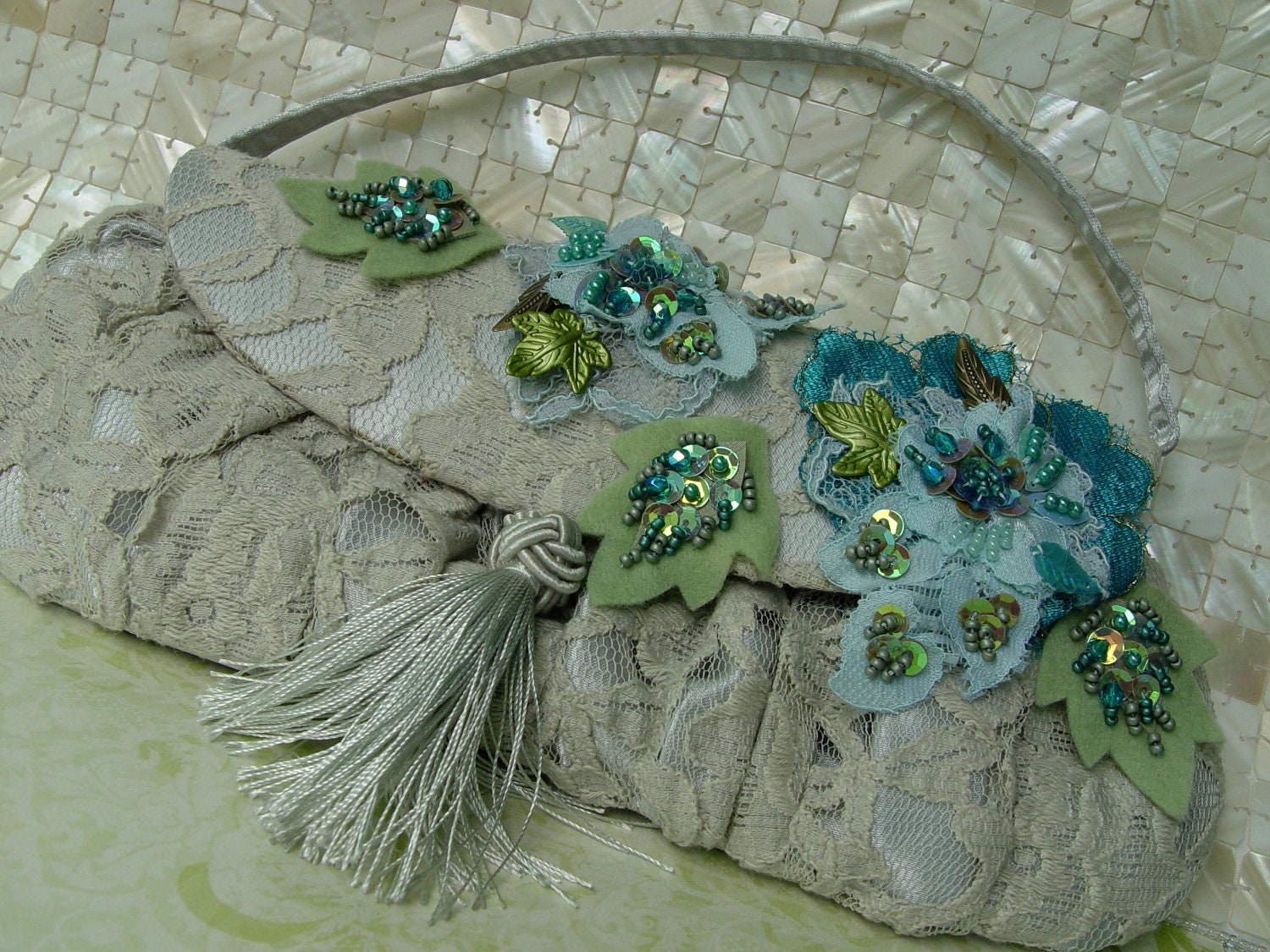 Turquoise Lace Applique