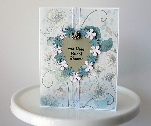 BRIDAL SHOWER GIFT card, shabby chic wedding shower, bridal card, artsy card, wedding paper goods, shabby chic heart, gift card