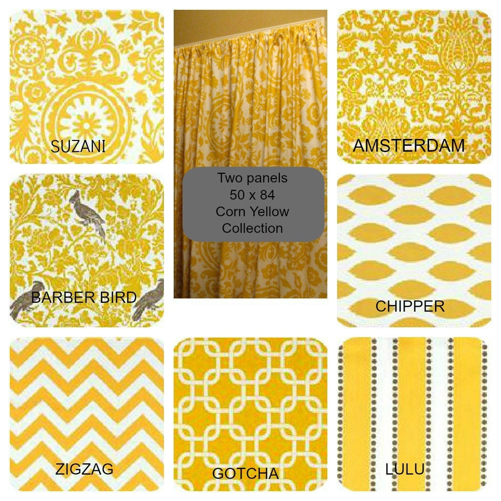 SALE Two Curtain Panels 50 x 84 Corn Yellow collection
