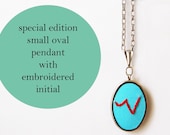 SPECIAL EDITION - Embroidered Initial Necklace with Small Oval Pendant
