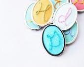 Made to Order. Personalized Initial Pendant. NO CHAIN. Hand Embroidered Letter, Custom Monogram Pendant by Merriweather Council