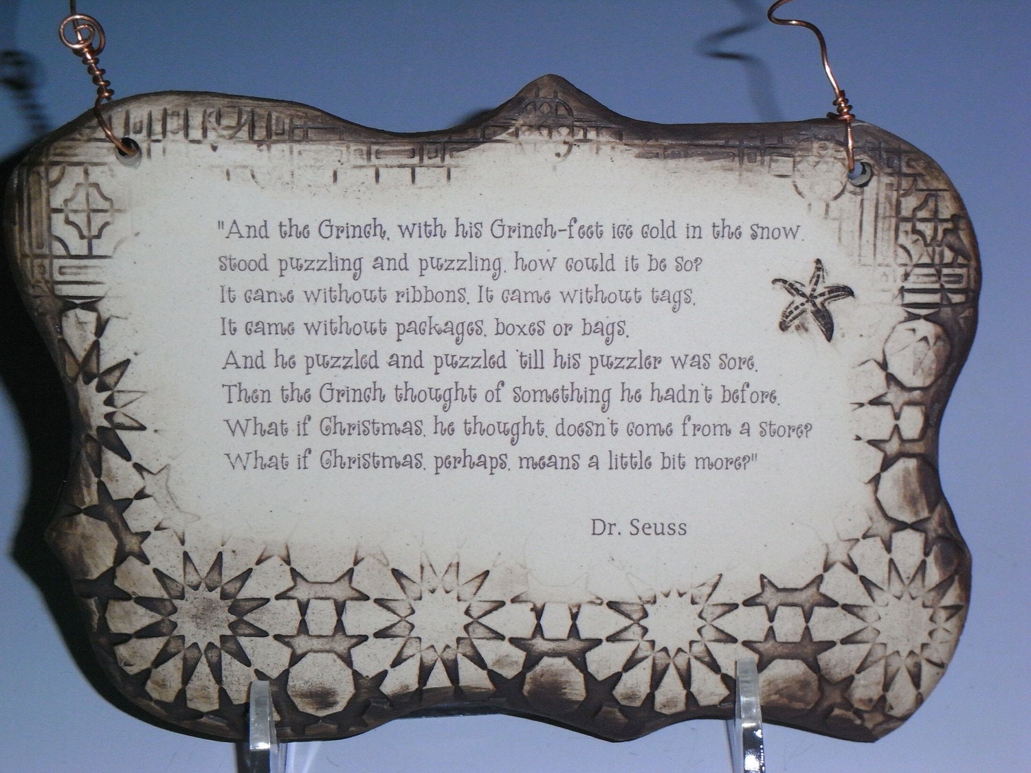 Wonderful Dr Seuss Grinch Quote Ceramic Plaque