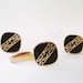 Jet Black gold tone cuff links and tie clip set
