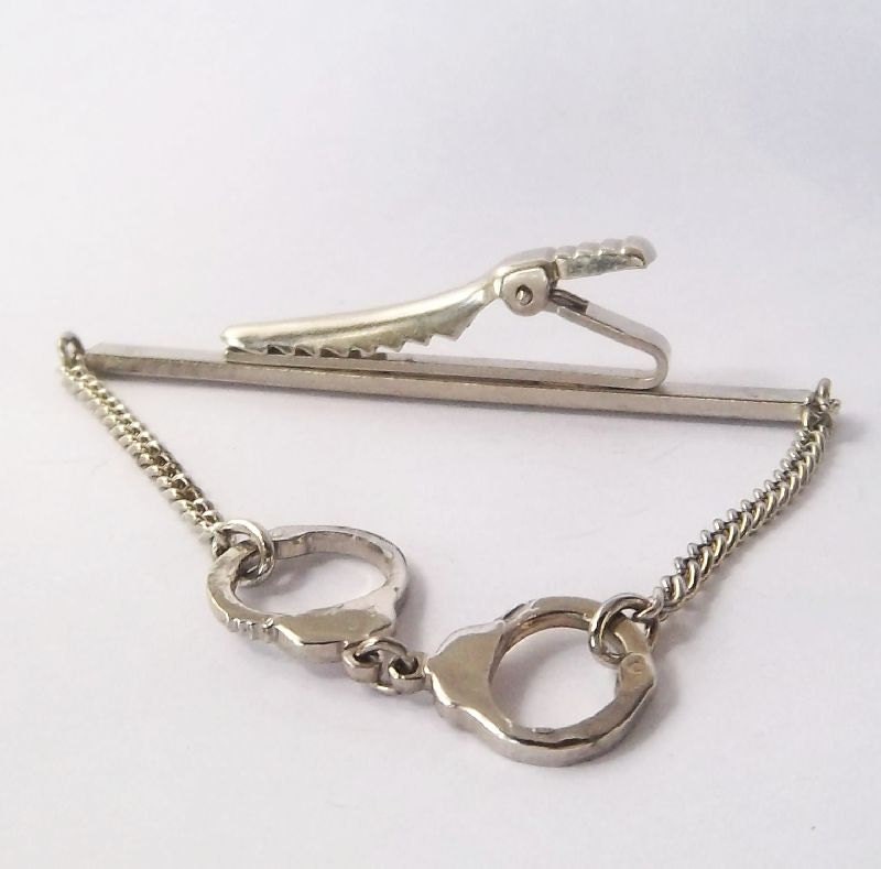 Handcuffs Vintage ANSON silver Tone Classic Tie Chain