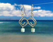 Caribbean blue Larimar tropical earrings silver spiral box fun funky