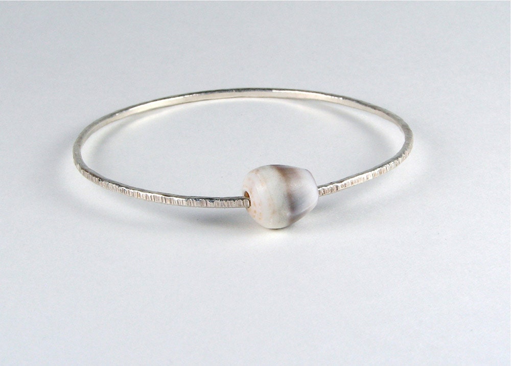 Puka shell cone shell bangle silver bracelet Hawaiian jewelry