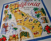 California Scarf State Map Souvenir Golden Gate Rose Bowl Disneyland