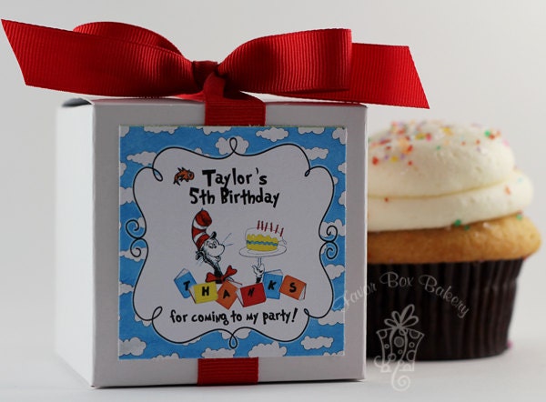 CAT in the HAT...One Dozen Personalized Dr. Seuss Cupcake Mix Birthday Party Favors