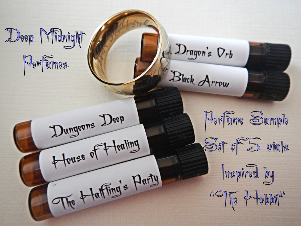 THE HOBBIT inspired PERFUME Sample Set of five vials