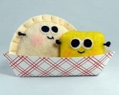 Pierogi and butter plush felt food toys
