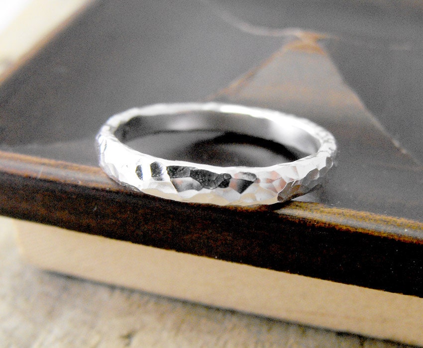 Unisex hammered sterling silver ring. Made to order in any size. Solid 925 sterling silver. Choose your favorite finish