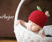 Crochet Cute Apple Hat (6m -12m)