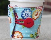 Fabric Coffee Sleeve - Cardboard Cup Coozie - Summer Flowers
