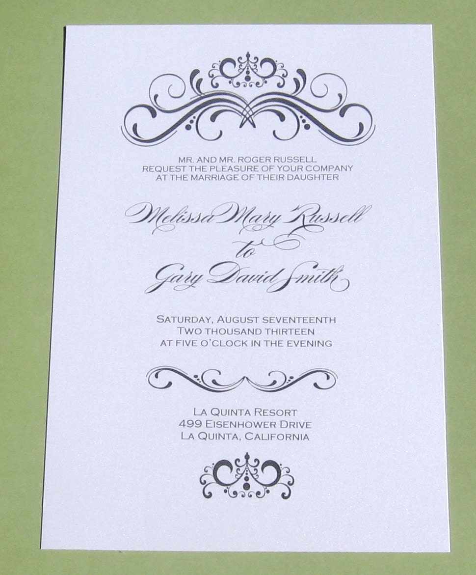 Formal Flourish Black and White Wedding Invitation Suite