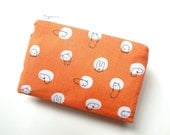 Halloween Pumpkin Mandarin Orange Blue Autumn Fall Mini Zippered Pouch