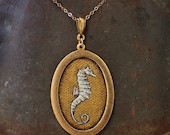 Elegant Seahorse - Original Oil Hand Painted Pendant Necklace