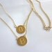 double initial necklace-layered initial necklace-high polished disc-initial disc necklace-initial charm necklace-double chain