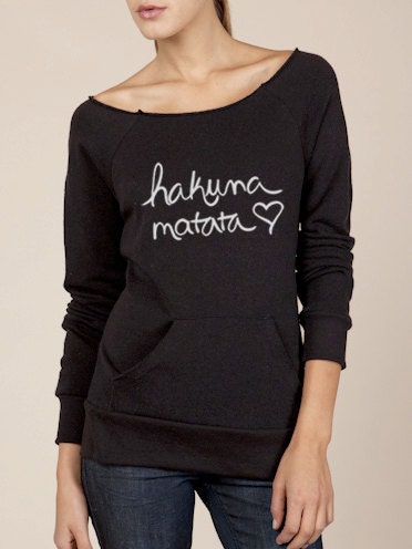 Hakuna Matata Eco Fleece Raw Edge Boat Neck Sweatshirt