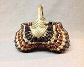 Hand Woven Egg Basket with Twisted Reed Handle, Brown with a bit of Tan and Rust