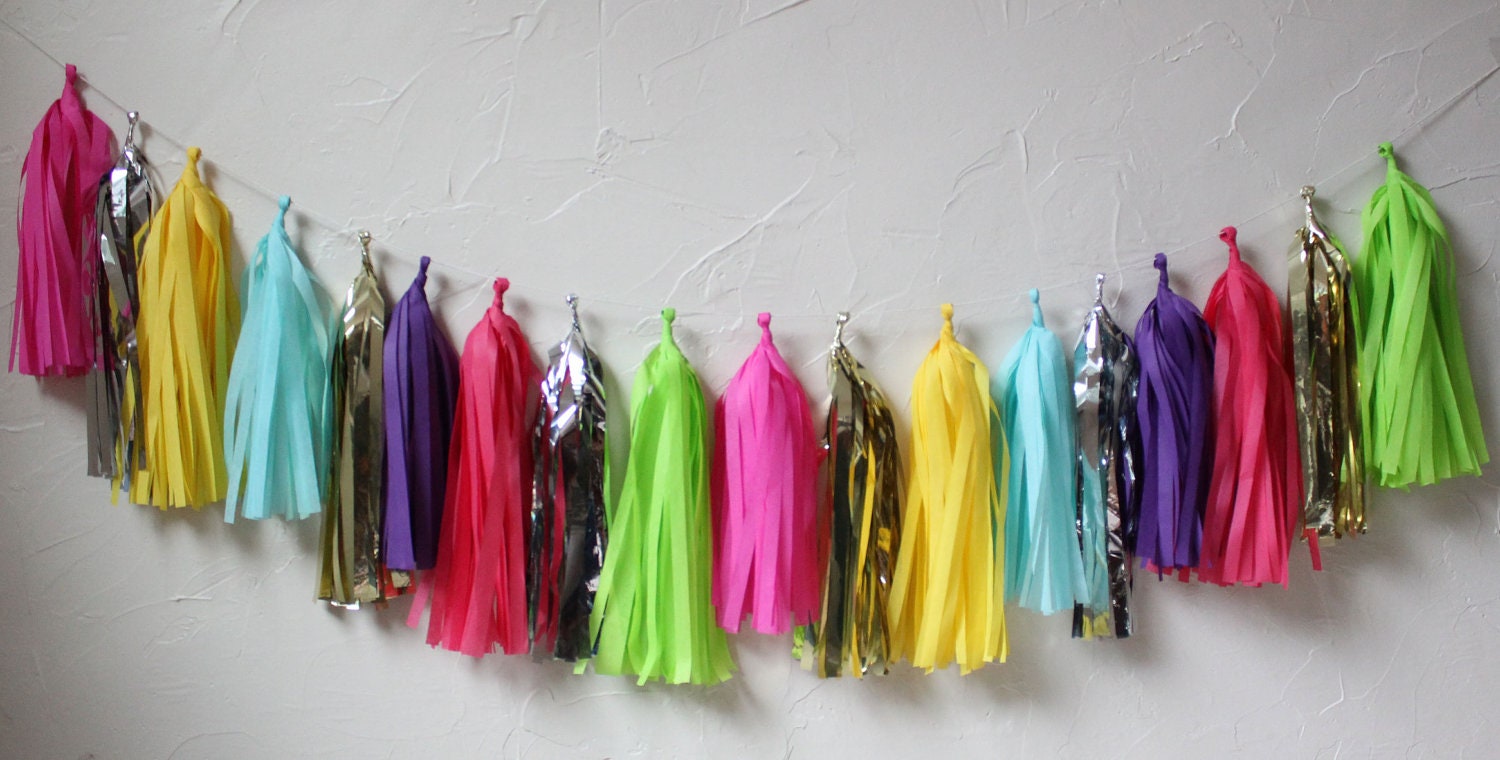 Tassel Garland-18 tassels - Cosmic Neon