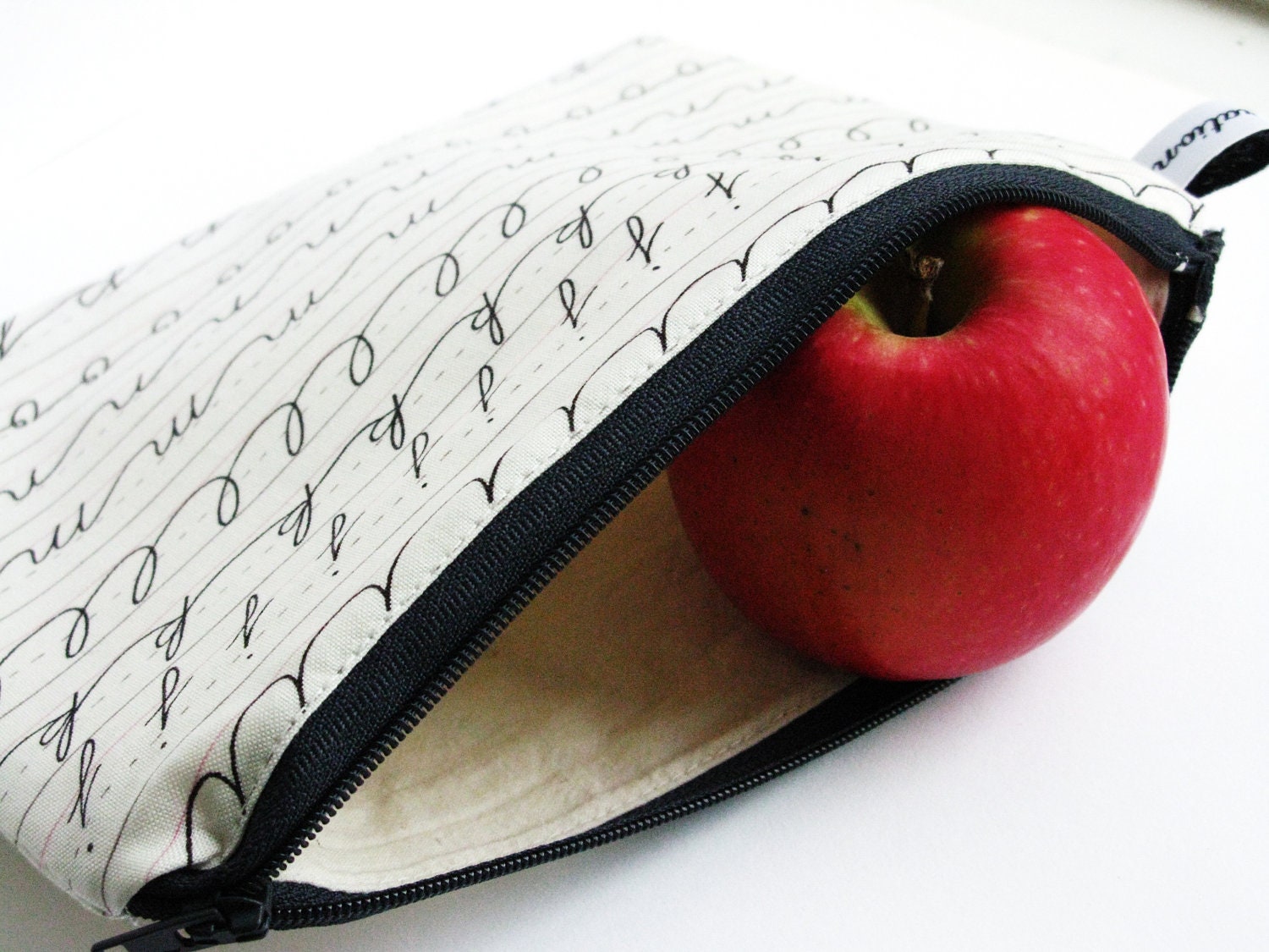 Zip Pouch, Cursive Lives