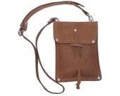 Leather Shoulder Pouch LARGE Purse, Man Bag - Buckskin Tan