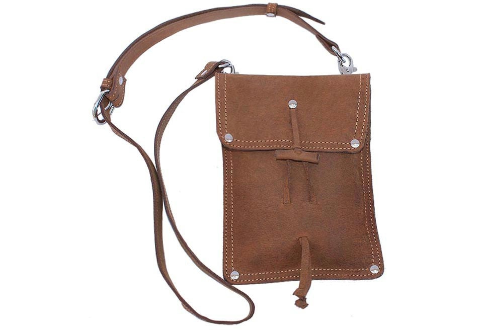 Leather Shoulder Pouch Satchel, Kindle, Nook, iPad Mini Case - Buckskin Tan