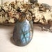 Blue Flash Wire Wrapped Labradorite Pendant and Coin Beaded Necklace with Antique Brass